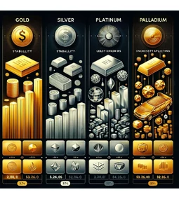 Nemesfémek mint Befektetés: Arany, Ezüst, Platina, Palládium Összehasonlítása